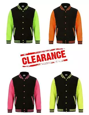 £8.99 • Buy New Electric Varsity Sweat Jacket Baseball College Long Sleeve AWDis RRP £21.95