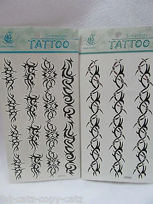 Black Mens Unisex Arty Celtic Tribal Arm Bands Vine Temporary Tattoos Parties Uk • £2.25