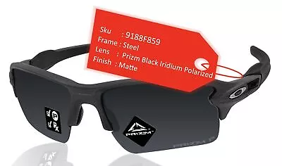 Oakley Flak 2.0 XL Sunglasses Steel Prizm Black Iridium Polarized Lens OO9188F8 • $159.98