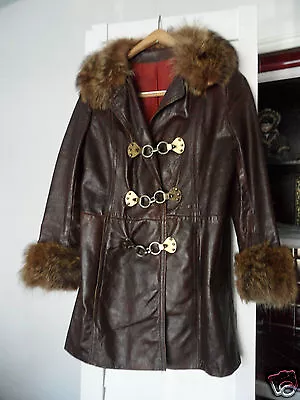 Women's Hippies Genuine Leather Coat / Fur Vintage 1950's-1960's Made In USA • $145