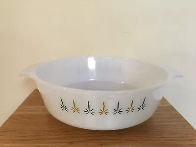 FIRE KING 1.5 Quart Candle Glow Atomic Casserole Dish With Lid Milk Glass Anchor • $10.91