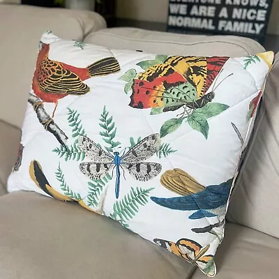 Pottery Barn Fauna Percale Comforter Pillow Sham STANDARD Bird Butterfly Quilted • $32.50