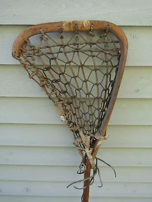 RARE Great VINTAGE Very Old Goalie Wooden Lacrosse Stick Measures 49  By 14  • $199.97