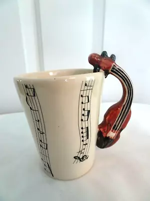 4  Pottery Coffee Cup/Mug-Music Themed-Violin Handle-Thailand-NWOT • $12