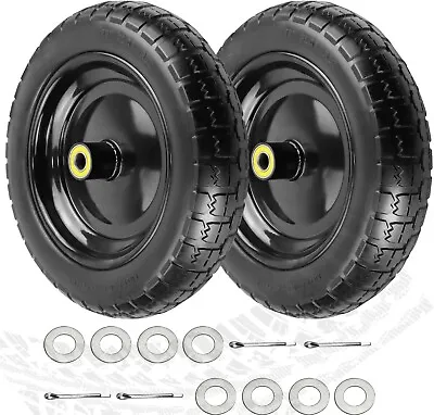 Upgraded 13  Flat Free Wheels For Cart Tires And Wheels 4.00-6 Solid NEW • $46.99