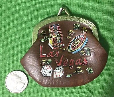 Vintage LAS VEGAS Coin Purse Souvenir ~ Slot Machine Poker Chips Roulette Dice • $7.95