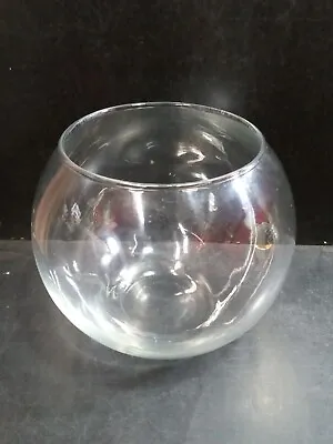 Large Vase Glass Bubble Ball Bowl Clear 7.25 Wide 6.25  Tall Round  • £48.20