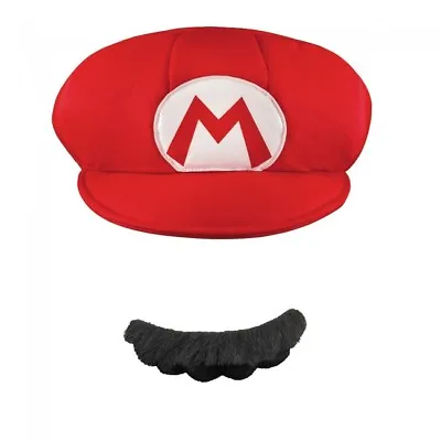 Disguise Super Mario Bros Mario Adult Hat & Mustache Halloween Costume 73781 • $20.99