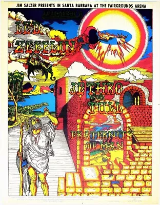 $1399.99 • Buy Led Zeppelin + Juthro Tull 1st Printing Concert Poster August 1, 1969 Near MINT