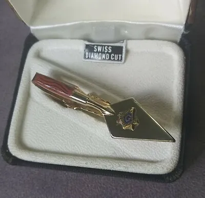 Anson Gold Tone Tie Clip Masonic Insignia On Masonry Shovel In Swank Box • $12