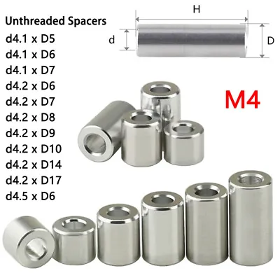 M4 Aluminum Alloy Bushing Gasket Round Sleeve Unthreaded Spacers Flat Standoffs • £2.70