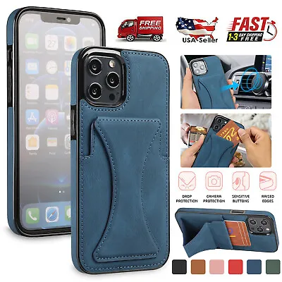 $13.70 • Buy For IPhone 14 13 12 Pro Max 11 XS 8 7 Plus Leather Wallet Card Holder Stand Case