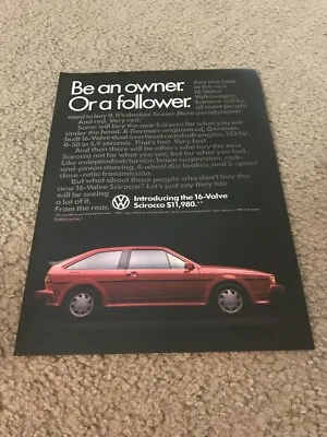 Vintage 1986 VOLKSWAGEN SCIROCCO 16-VALVE Car Print Ad RED 1980s RARE • $6.99