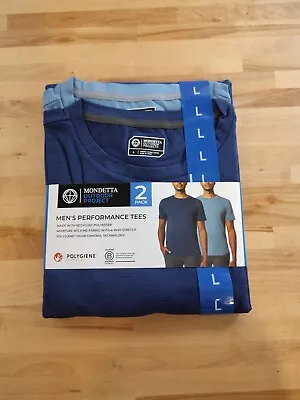 Men's Mondetta Outdoor Project 2 Pack Performance Stretch T-Shirts Large Blue • $17.49