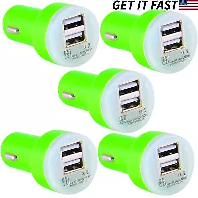 (5-pack) Dual USB 2 Port Universal Car Charger 3.1A For Samsung Android Green • $6.99