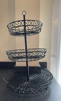 Chefarone Metal 3 Tier Fruit Bowl Basket - Black Vintage Style • £9