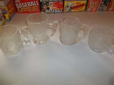 VINTAGE Flintstones 1993 RocDonalds Glass Mugs COMPLETE Set Of 4 Vtg McDonalds • $28.95