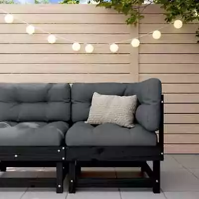 VidaXL Garden Corner Sofa Black Solid Wood Pine • £66.18