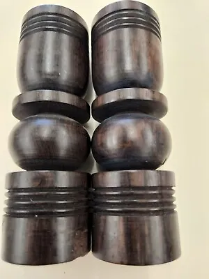 2 Antique Wood Mahogany? Cherry? Spindle Candlestick Holders 4.25 T×1.38 W • $17
