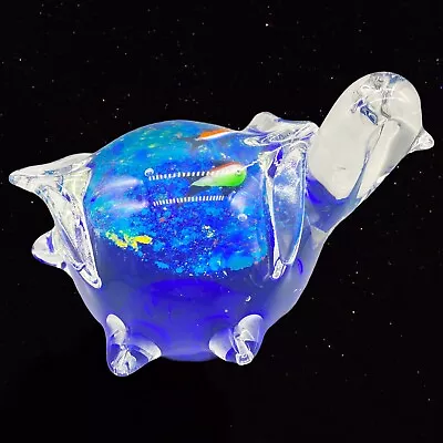 Vintage Murano Art Glass Paperweight Turtle Sea Fish Blue Animal Aquarium 4”T 5” • $41.40