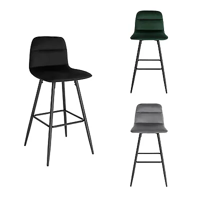 2/4/6x Bar Stools Velvet Counter Height Chair With Backrest Footrst Kitchen Cafe • £71.99