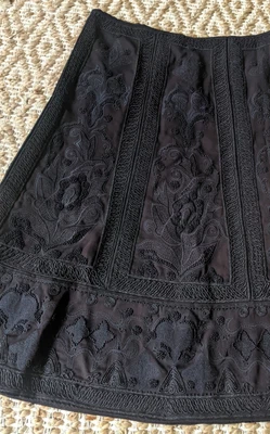 £34.99 • Buy Vintage Jaeger Black Skirt Heavily Embellished/Embroidered Size 12 Wool