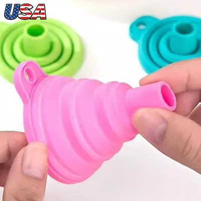 2pcs Kitchen Collapsible Funnels Set Foldable Food Graded Small Silicone Funnels • $3.99