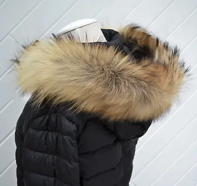 Real Genuine Raccoon Fur Collar Trim For Coat Jacket Hood TAIL FUR  60 Cm • $19.95