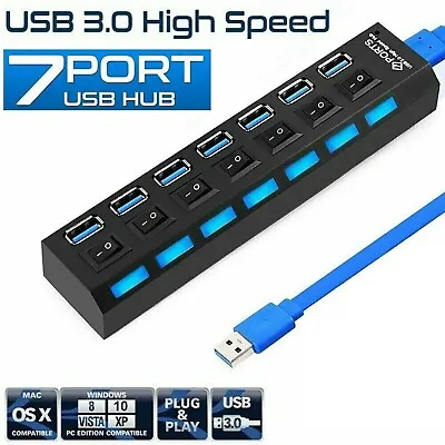 Multiple Connector 7 Port USB Hub Splitter  2.0 Adapter For PC Desktop Laptop • $15.50