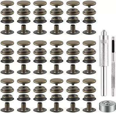 72 Pcs 15MM Snap Fastener Kit Tool Snap Button Kit Snaps Leather 18 Sets Bronze • $12.60