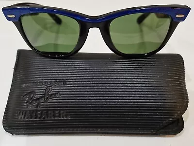 1980's VINTAGE RAY-BAN B&L USA WAYFARER STREET NEAT L1723 50[]22 & ORIGINAL CASE • £59.95