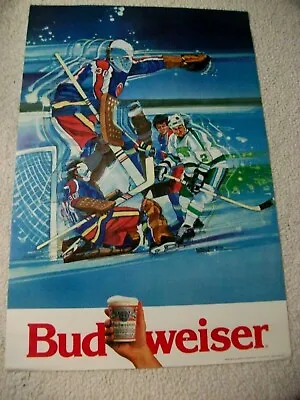 New Vintage Budweiser Beer Hockey Advertising Poster Kansas City Scouts 20 X30  • $99.99