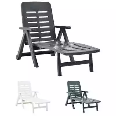 Folding Sun Lounger Outdoor Chair Daybed Sunbed Garden Lounger Plastic VidaXL • £77.99