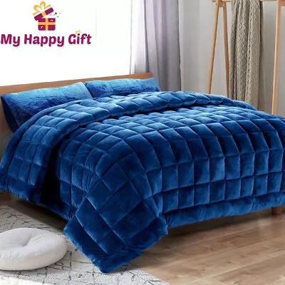 Giselle Faux Mink Quilt KING Comforter Fleece Bedspread Weighted Throw Blanket • $95.44