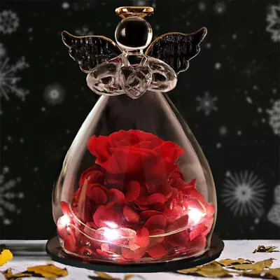 $25.90 • Buy Valentines Day Gifts For Girlfriend,Forever Red Rose In Angel Glass W/LED Lights