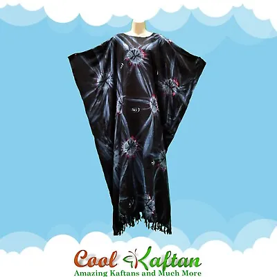 STAR Black Cool Kaftan Long Summer Dress Galaxy Space Print Ladies KIMONO SALE • £19.98