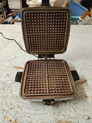 Vintage Sunbeam CG-1 Waffle Baker Grill Chrome 1230 Watt Waffle Iron Works • $55