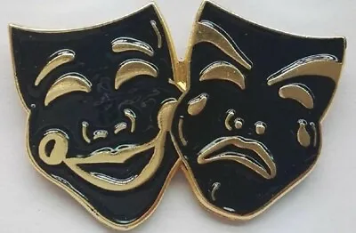 £2.89 • Buy Drama Masks Black & Gold Plate Metal Enamel Pin Badge Theatre Act Comedy Tragedy