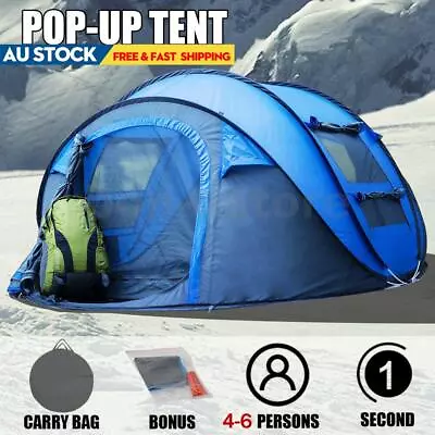 $98.78 • Buy Instant Up Camping Tent 6 Person Pop Up Tents Family Hiking Dome With 2 Doors