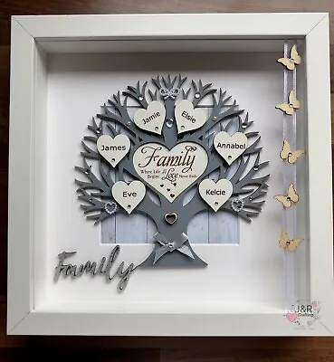 Personalised 3D Box Frame Family Tree Gift Unique Keepsake Home Art Decor • £26.99