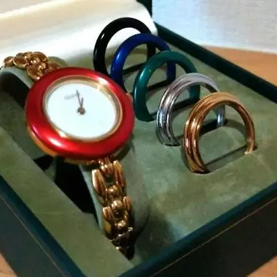 GUCCI Change Bezel Watch Quartz 6 Colors Gold Vintage Ladies Watch No Battery • $245