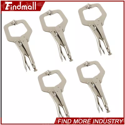 Findmall 5 Pack 11  Locking C-Clamp Adjustable Pliers Grip With Swivel Pad Vise • $28.86