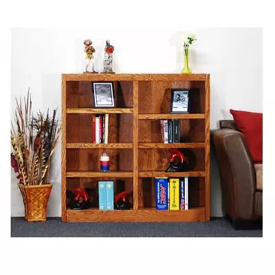 Concepts In Wood Double Wide Bookcase 8 Shelves Dry Oak Finish • $300.52