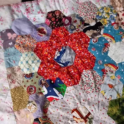 New Good Quality Handmade Patchwork Quilt Blanket Hand Sewn Cot/knee/picnic Size • £34.99