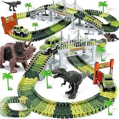Dinosaur Toys For 3 4 5 6 7+ Year Old Boys Girls Flexible Dinosaur Tracks Race • £23.97