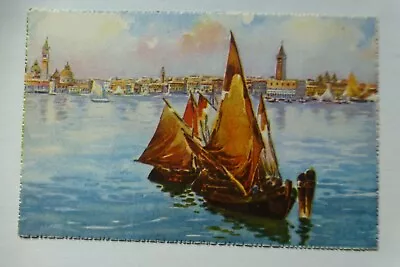 N315 VENICE Panorama Of The SEA Italy Sailing Ships Postcard 1920s • £3.50