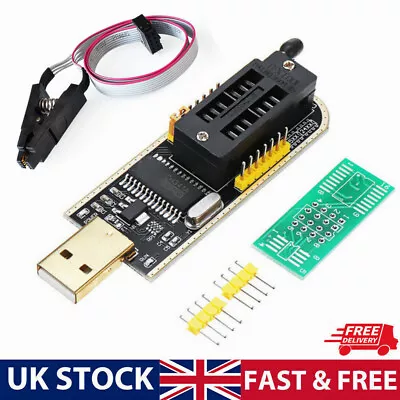 USB Programmer CH341A Chip 24 EEPROM And 25 SPI Flash Writer With SOP8 Test Clip • £11.99