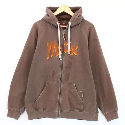 Vintage Matix Hoodie Sweatshirt Men's Brown Full Zip Drawstring Big Logo Sz XL • $18.20