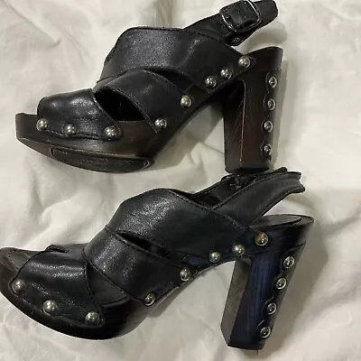 Materia Prima By Goffredo Fantini Black Platform Studded Sandals Heels Sz 36 • $49.99