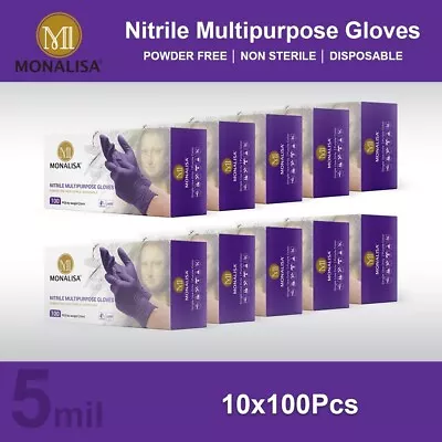 5 Mil Monalisa Purple Nitrile Gloves Powder Free Latex Free X-large Size 1000 Ct • $54.99